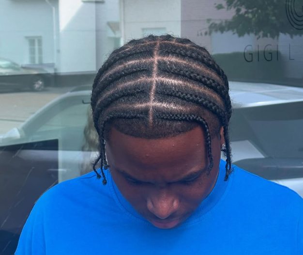 Cornrows homme vue de dessus